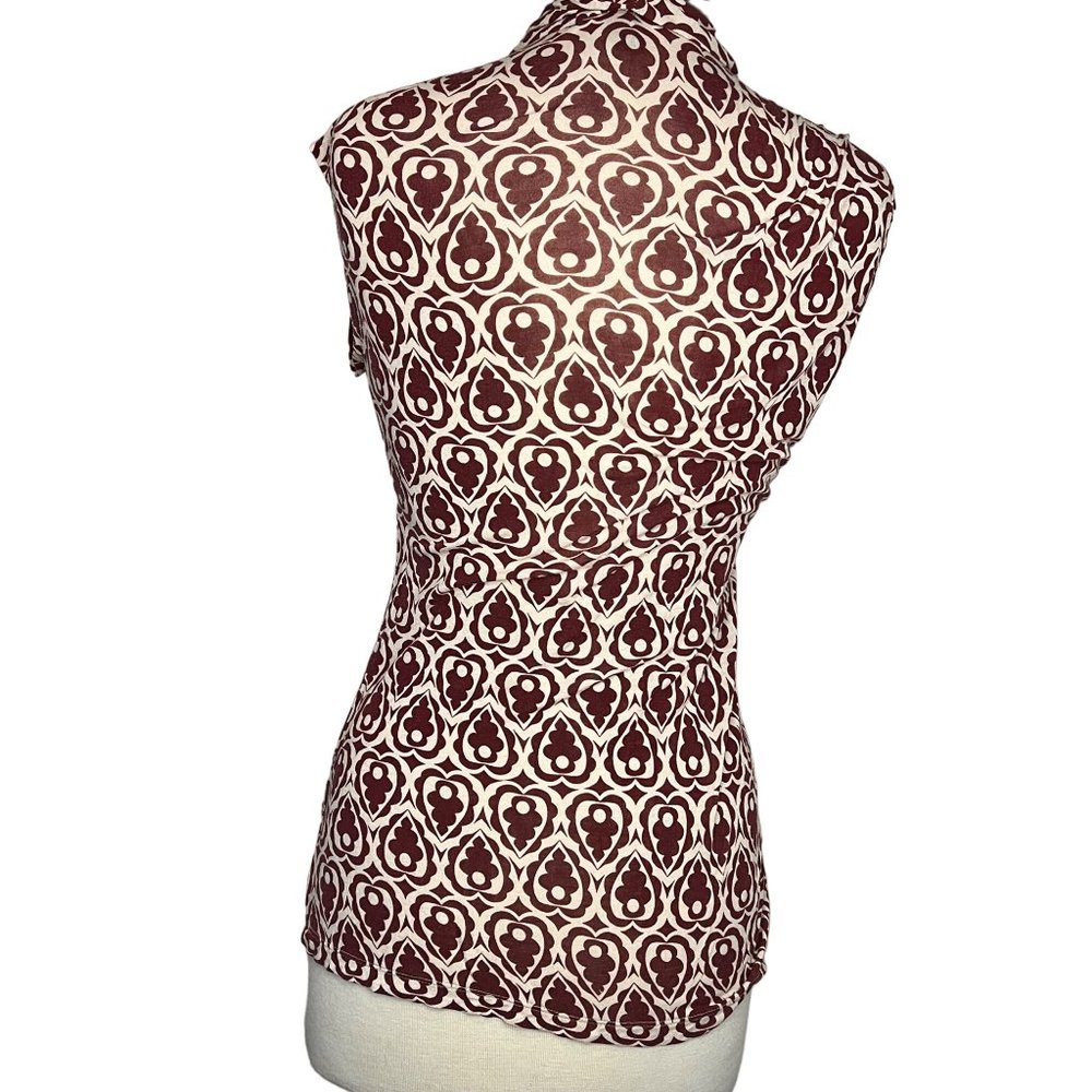 Banana Republic Women's Top Size Small Stretch Sleeveless V Neck Rusty Red and W - Picture 5 of 11